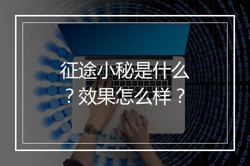征途小秘是什么？效果怎么样？