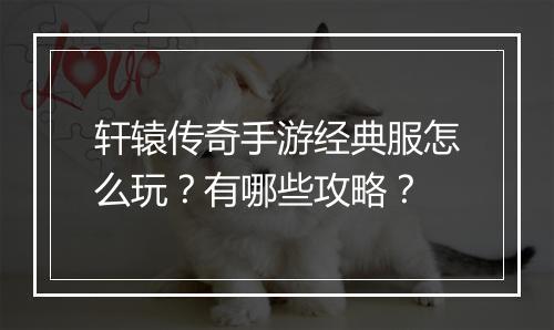 轩辕传奇手游经典服怎么玩？有哪些攻略？