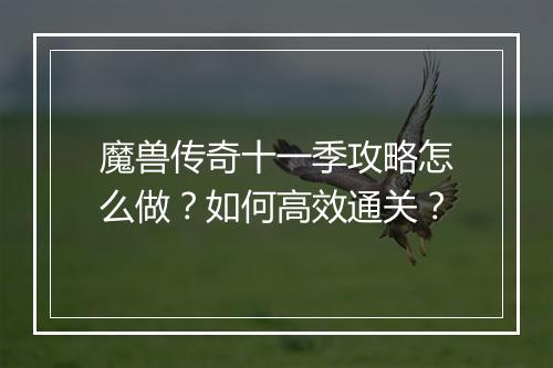 魔兽传奇十一季攻略怎么做？如何高效通关？