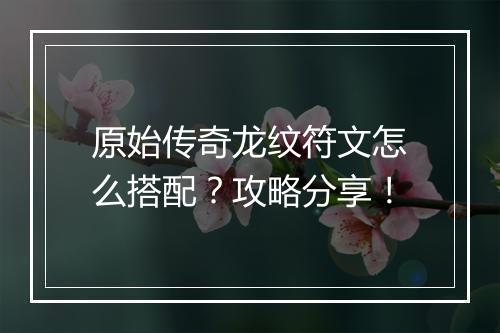 原始传奇龙纹符文怎么搭配？攻略分享！