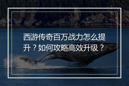 西游传奇百万战力怎么提升？如何攻略高效升级？