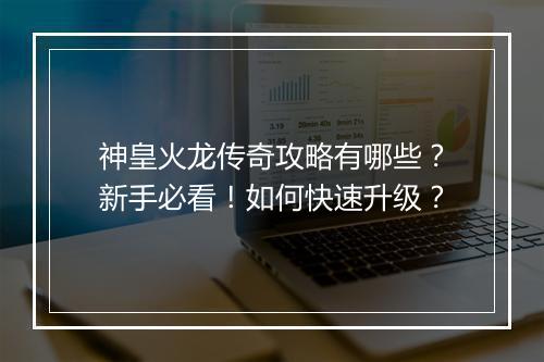 神皇火龙传奇攻略有哪些？新手必看！如何快速升级？