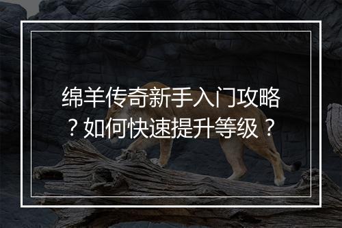 绵羊传奇新手入门攻略？如何快速提升等级？