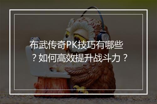 布武传奇PK技巧有哪些？如何高效提升战斗力？