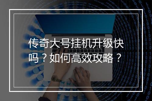 传奇大号挂机升级快吗？如何高效攻略？