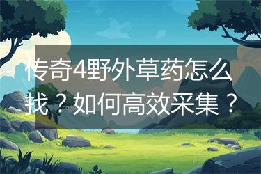 传奇4野外草药怎么找？如何高效采集？