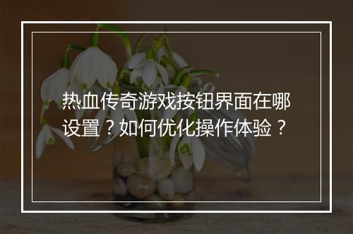 热血传奇游戏按钮界面在哪设置？如何优化操作体验？