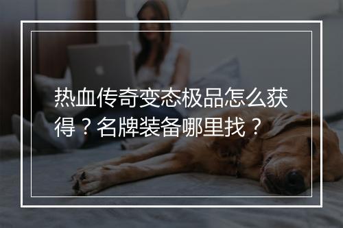 热血传奇变态极品怎么获得？名牌装备哪里找？