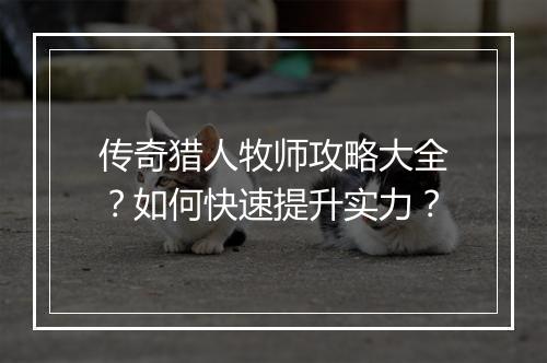 传奇猎人牧师攻略大全？如何快速提升实力？