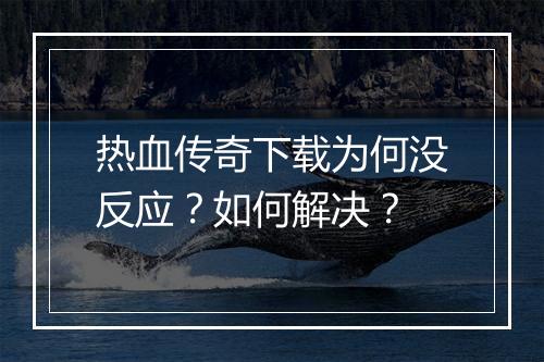 热血传奇下载为何没反应？如何解决？