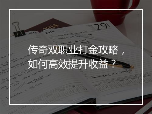 传奇双职业打金攻略，如何高效提升收益？