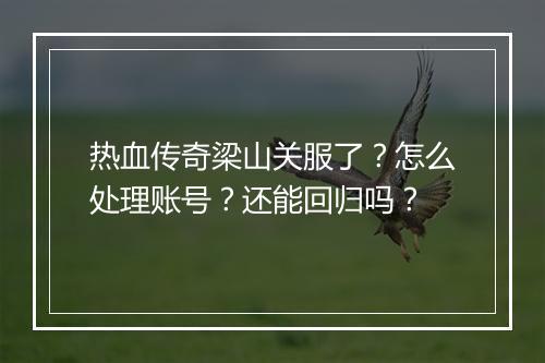 热血传奇梁山关服了？怎么处理账号？还能回归吗？