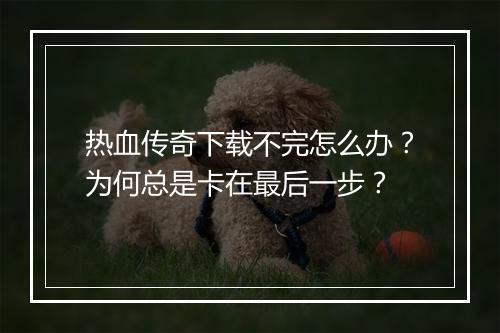 热血传奇下载不完怎么办？为何总是卡在最后一步？