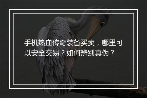 手机热血传奇装备买卖,哪里可以安全交易?如何辨别真伪?