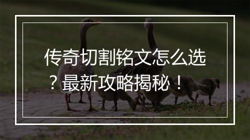 传奇切割铭文怎么选？最新攻略揭秘！