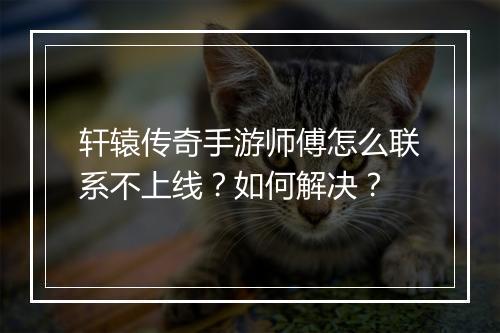 轩辕传奇手游师傅怎么联系不上线？如何解决？