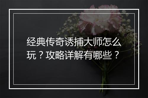 经典传奇诱捕大师怎么玩？攻略详解有哪些？