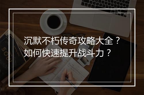 沉默不朽传奇攻略大全？如何快速提升战斗力？