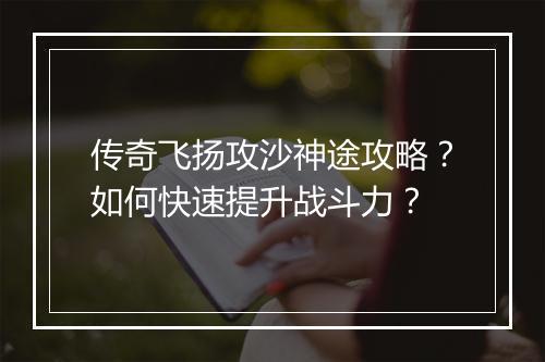 传奇飞扬攻沙神途攻略？如何快速提升战斗力？