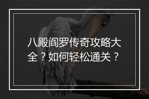 八殿阎罗传奇攻略大全？如何轻松通关？