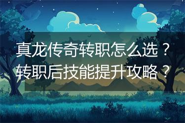 真龙传奇转职怎么选？转职后技能提升攻略？