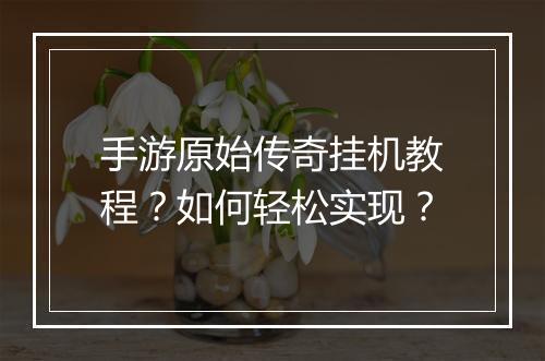 手游原始传奇挂机教程？如何轻松实现？