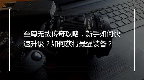 至尊无敌传奇攻略，新手如何快速升级？如何获得最强装备？
