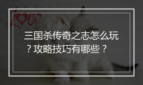 三国杀传奇之志怎么玩？攻略技巧有哪些？