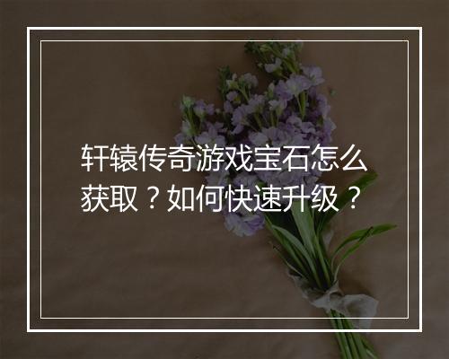 轩辕传奇游戏宝石怎么获取？如何快速升级？