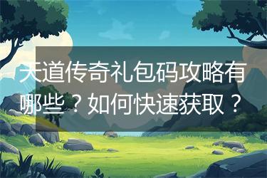 天道传奇礼包码攻略有哪些？如何快速获取？