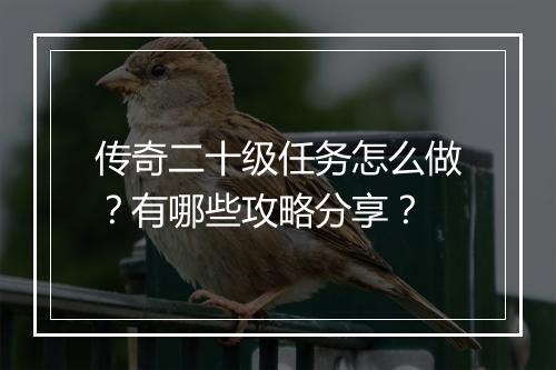 传奇二十级任务怎么做？有哪些攻略分享？