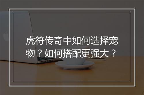 虎符传奇中如何选择宠物？如何搭配更强大？