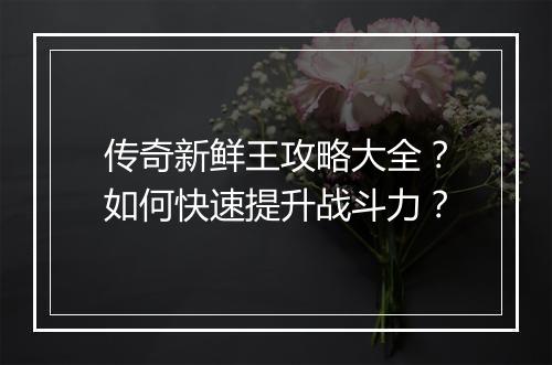 传奇新鲜王攻略大全？如何快速提升战斗力？