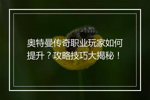 奥特曼传奇职业玩家如何提升？攻略技巧大揭秘！