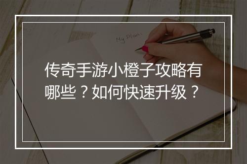 传奇手游小橙子攻略有哪些？如何快速升级？
