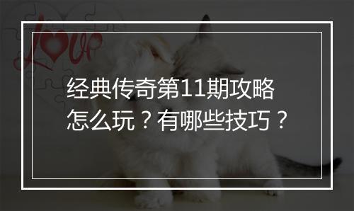 经典传奇第11期攻略怎么玩？有哪些技巧？