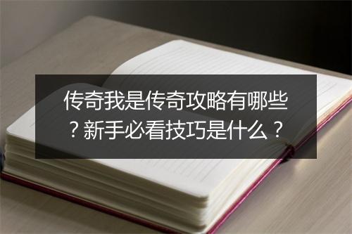 传奇我是传奇攻略有哪些？新手必看技巧是什么？