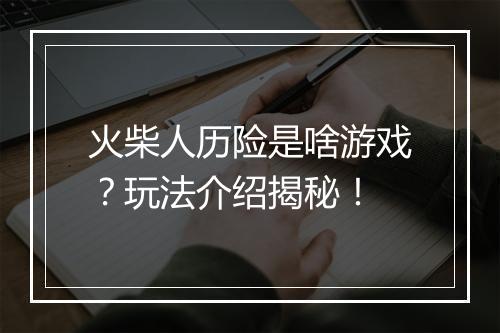 火柴人历险是啥游戏？玩法介绍揭秘！
