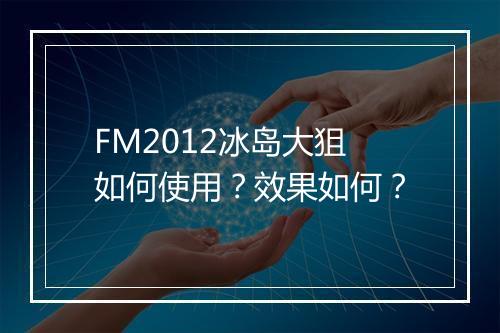 FM2012冰岛大狙如何使用？效果如何？