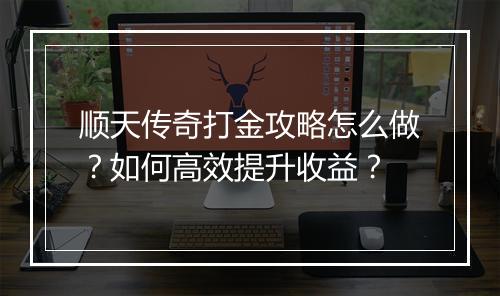 顺天传奇打金攻略怎么做？如何高效提升收益？