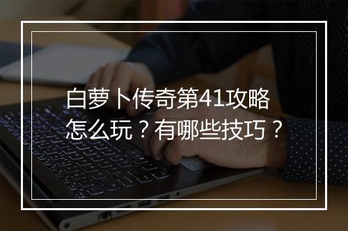 白萝卜传奇第41攻略怎么玩？有哪些技巧？