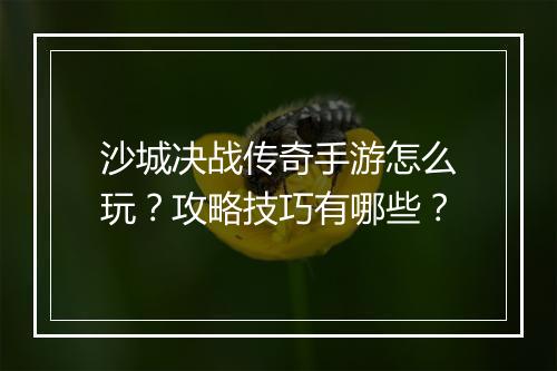 沙城决战传奇手游怎么玩？攻略技巧有哪些？