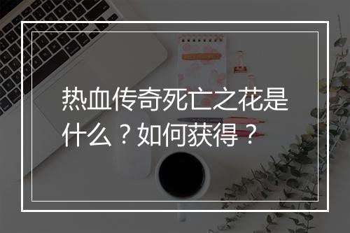 热血传奇死亡之花是什么？如何获得？