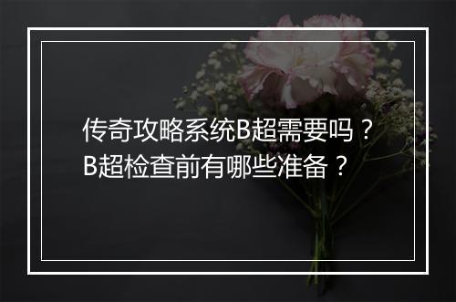 传奇攻略系统B超需要吗？B超检查前有哪些准备？