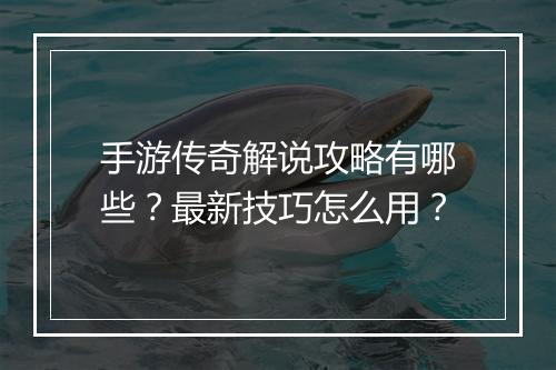 手游传奇解说攻略有哪些？最新技巧怎么用？