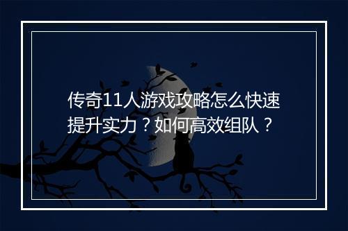 传奇11人游戏攻略怎么快速提升实力？如何高效组队？