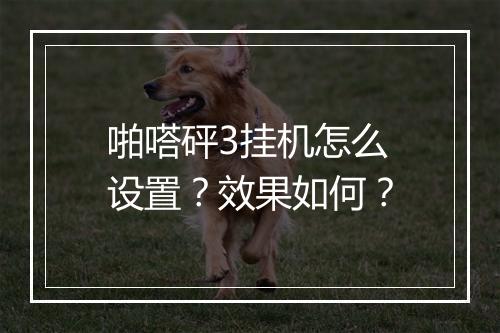 啪嗒砰3挂机怎么设置？效果如何？