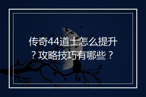 传奇44道士怎么提升？攻略技巧有哪些？