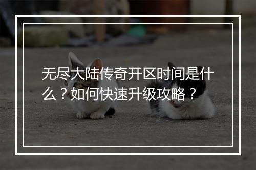 无尽大陆传奇开区时间是什么？如何快速升级攻略？