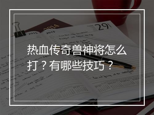 热血传奇兽神将怎么打？有哪些技巧？